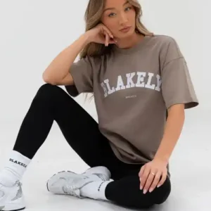 Blakely Varsity Oversized T Shirt/Light Beige