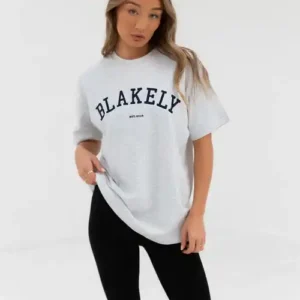 Blakely Varsity Oversized T Shirt/Marl White